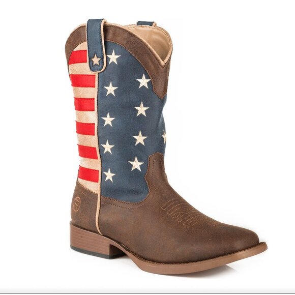 Roper American Patriot Stars & Stripes Western Boots Square toe size 6.5 - Picture 2 of 12